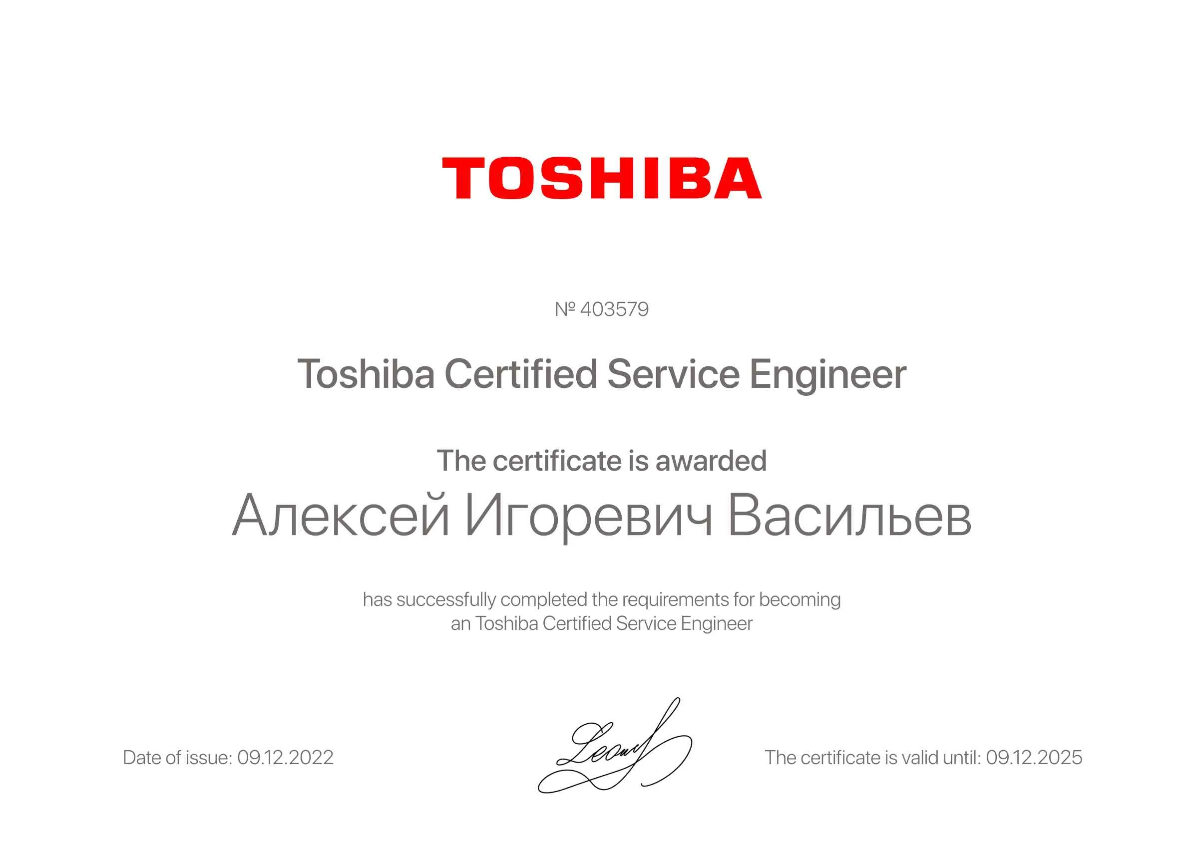 Сертификат - Алексей Игоревич Васильев